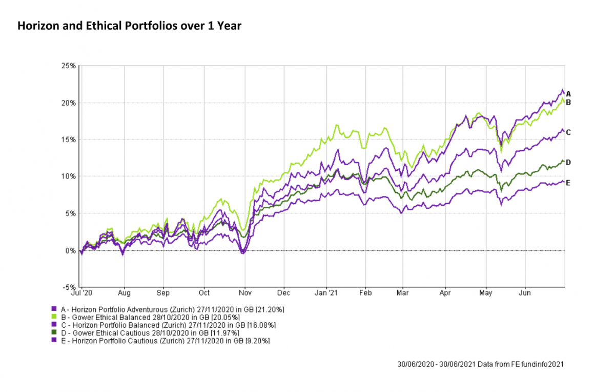 Horizon and Ethical Portfolios After 1 Year